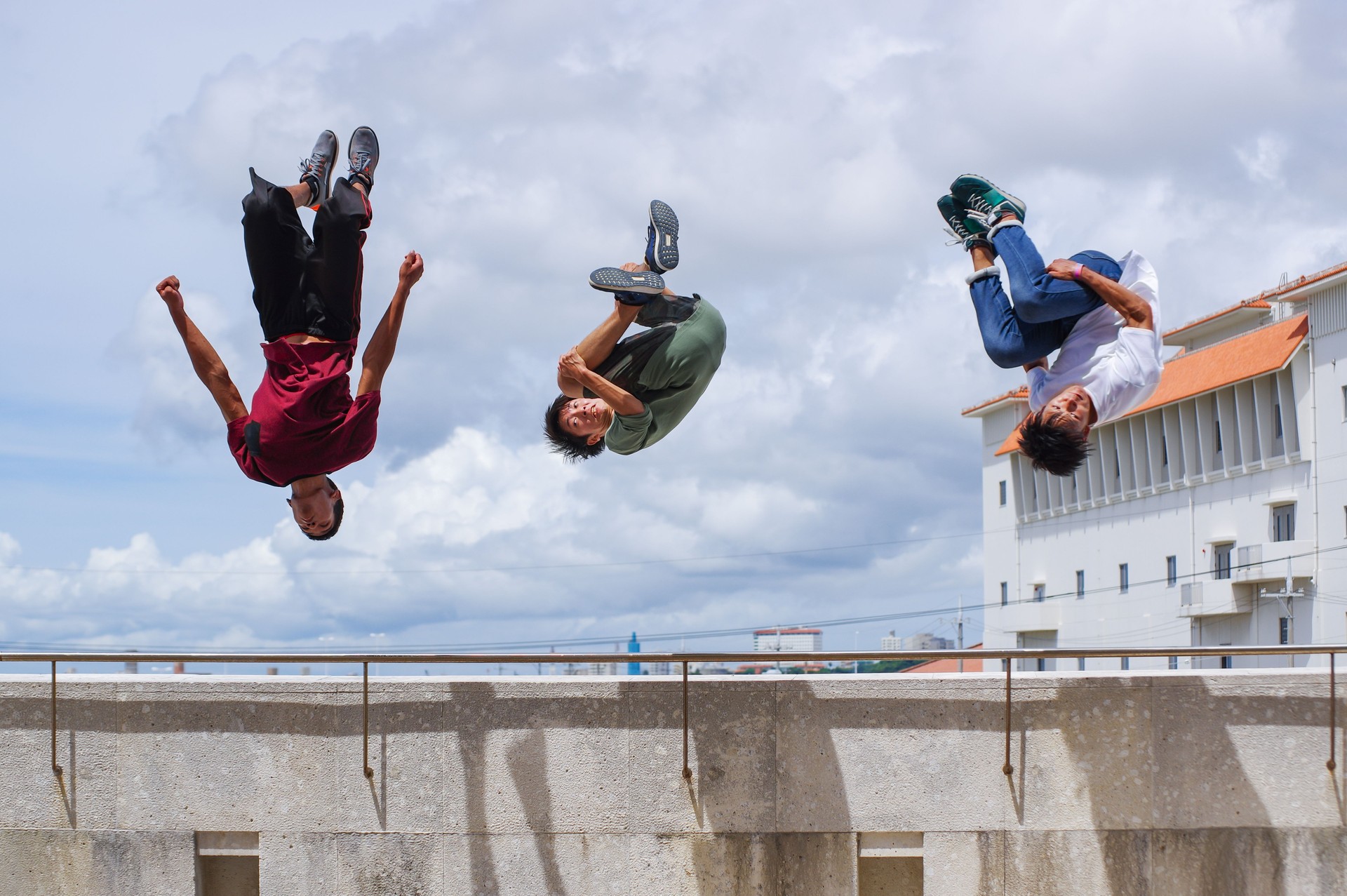 Young people enjoy the Parkour